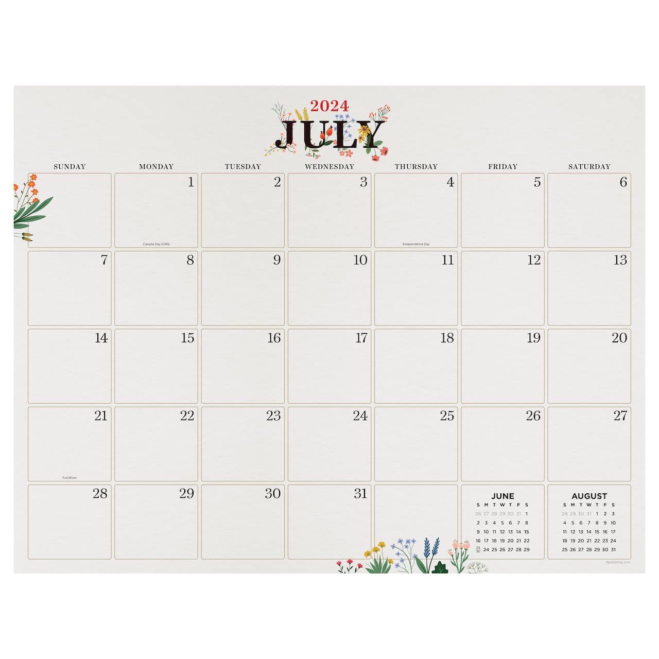 TF Publishing 2024-2025 Large Floral Desk Pad Calendar